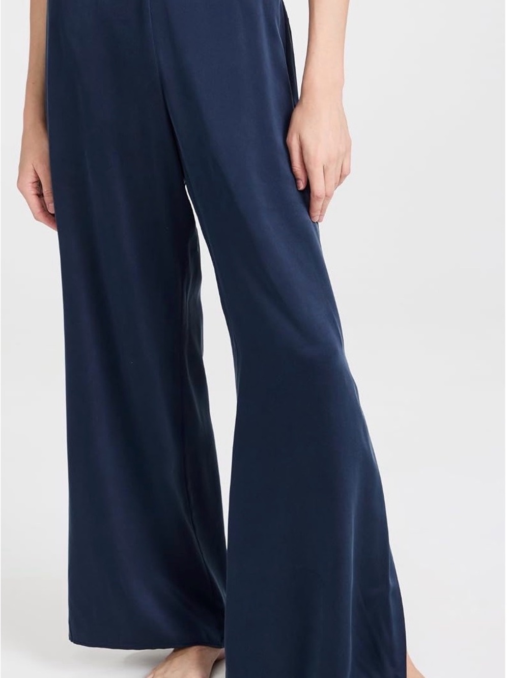 lunya Navy Silk Short-Sleeve Button Top & Wide-Leg Pants - Picture 2 of 14